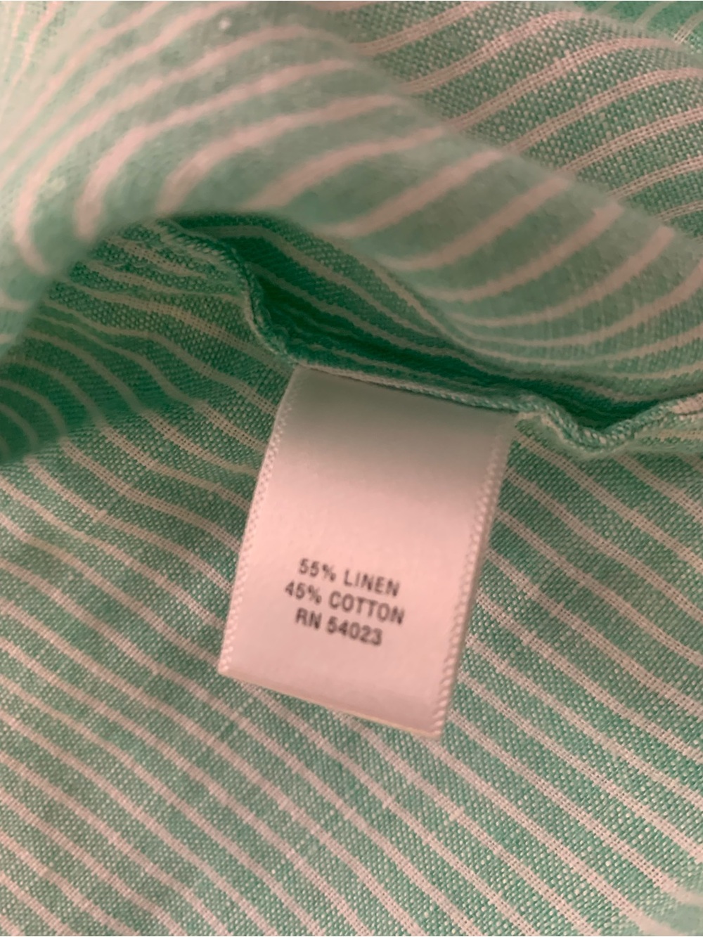 Banana Republic Soft Wash Linen Cotton Mint Green and White Pinstripe Shirt M - Picture 14 of 16